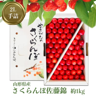 【2024年6月発送分先行受付】「秀品」さくらんぼ佐藤錦1kg(2L玉・化粧箱・手詰)_H040