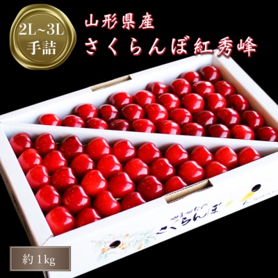 【期間限定】「秀品」さくらんぼ紅秀峰1kg(2L玉以上・化粧箱・手詰)_H046(R8)