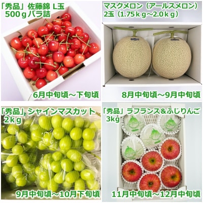 【2026年発送】果物定期便4回(さくらんぼメロンシャインマスカットりんご洋梨)_H149(R8)