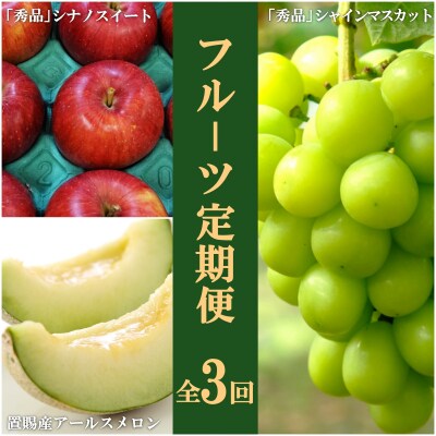 【2026年発送】【定期便3回】山形旬の果物3選(メロン/ぶどう/りんご)_H188(R8)