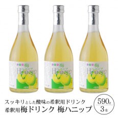 【九度山町】希釈用梅ドリンク 梅ハニップ 3本セット