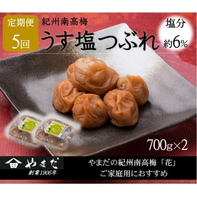 【2ヵ月毎定期便】紀州南高梅うす塩つぶれ(塩分約6%)700g×2全5回