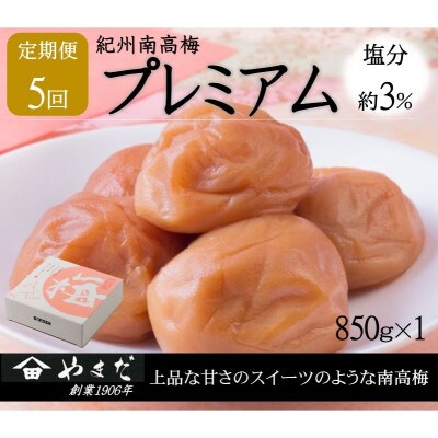 【2ヵ月毎定期便】紀州南高梅プレミアム約塩分3%(850g)全5回