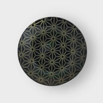 丸小皿　麻の葉　漆黒