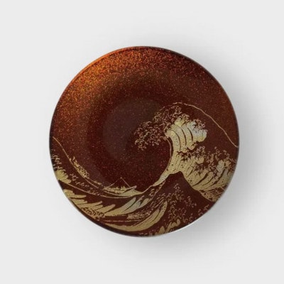 丸小皿　北斎　梨地レッド