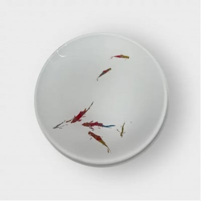 丸小皿　鯉　純白