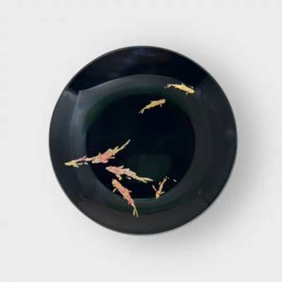 丸小皿　鯉　漆黒
