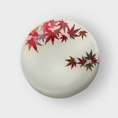 丸小皿　紅葉　純白