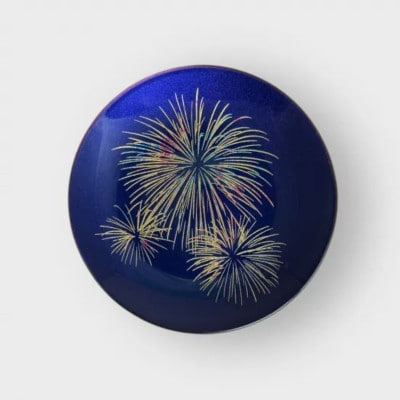 丸小皿　花火　マジョブルー