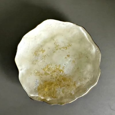 豆皿　口金ロック　古代金箔漆白