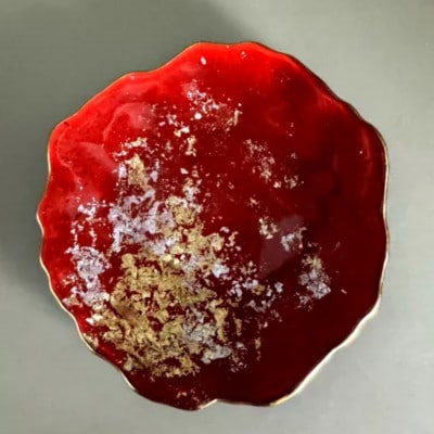 豆皿　口金ロック　古代金箔本朱