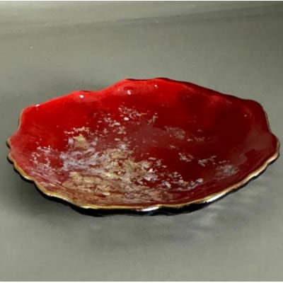 豆皿　口金ロック　古代金箔本朱