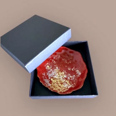豆皿　口金ロック　古代金箔本朱