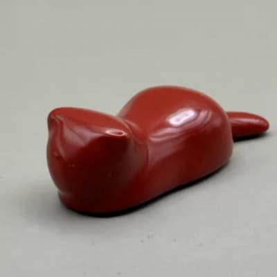 箸置き　猫　本朱