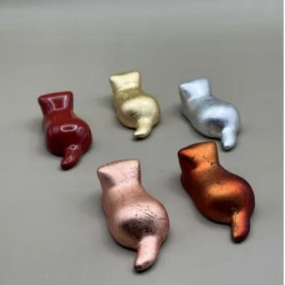 箸置き　猫　金箔グラデーションブラウン
