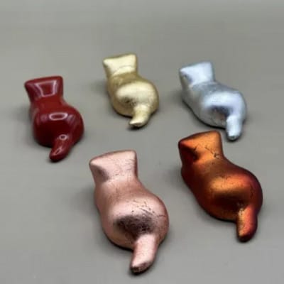 箸置き　猫　箔貼り銀