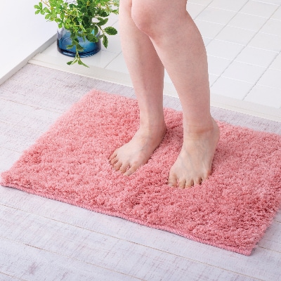 ふわふわコスモトロン吸水速乾バスマット30mmコーラルピンク(縦45cmX横60cm)【九度山町】