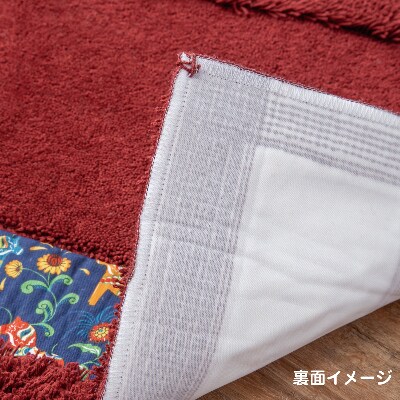 北欧の「幸せを運ぶ馬」ダーラヘスト柄の玄関マット　ワインレッド(縦50cm×横80cm)
