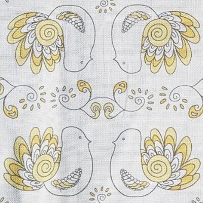 北欧フィンランドの「幸せを運ぶ鳥」小鳥柄のキッチンマット120cm　イエロー