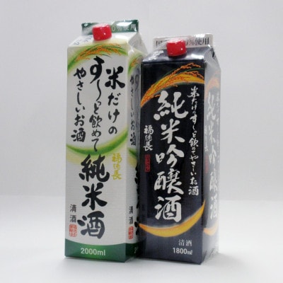 米だけのやさしいお酒純米吟醸パック1.8L・米だけのす～っと飲めてやさしい純米酒2L　2本セット