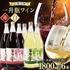一升瓶 赤ワイン×3本 白ワイン×3本 飲み比べ6本セット (1800ml×6本)