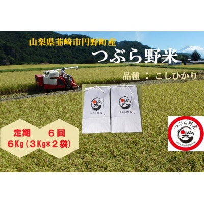 【毎月定期便】つぶら野米(品種:コシヒカリ) 白米6kg 定期6ヶ月(計36kg)全6回