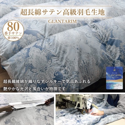 冬用 羽毛布団セミダブル ポーランド産マザーグースダウン95% 1.4kg 80番手 青 綿100%