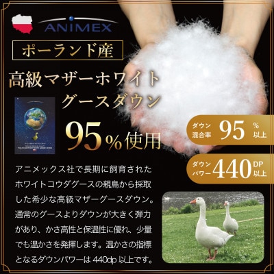 冬用 羽毛布団 シングル 本掛け ポーランド産マザーグースダウン95% 80番手 ブルー 綿100%