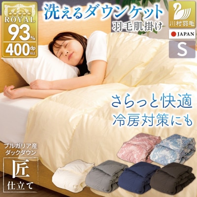 洗える羽毛肌掛け布団 シングル 春夏用 ホワイトダック93% 抗菌防臭 ダウンケット羽毛布団 無地