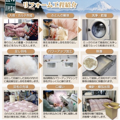 羽毛布団リフォーム シングル ポーランド産マザーグース95% 仕立て直し 80超長綿 赤柄おまかせ