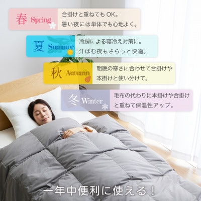 洗える 羽毛肌掛け布団 シングル 春夏用 グレー ホワイトダック93% ダウンケット羽毛布団 日本製