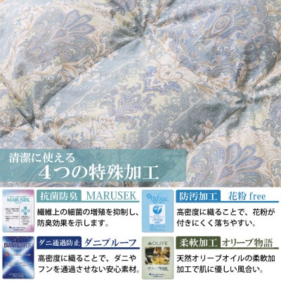 洗える 肌掛け羽毛布団 シングル 春夏用 ブルー ホワイトダック93% 抗菌防臭 ダウンケット