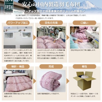 冬用 羽毛布団二層式 シングル マザーグースダウン95% 1.2kg ポーランド産 100番手 青