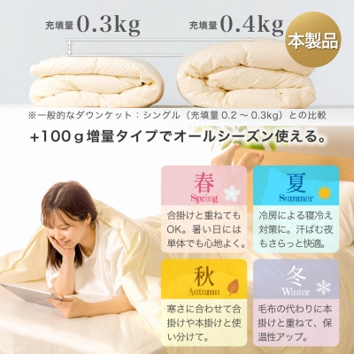 洗える 羽毛肌掛け布団 セミダブル 春夏用 ホワイトダック85% ダウンケット羽毛布団 抗菌防臭