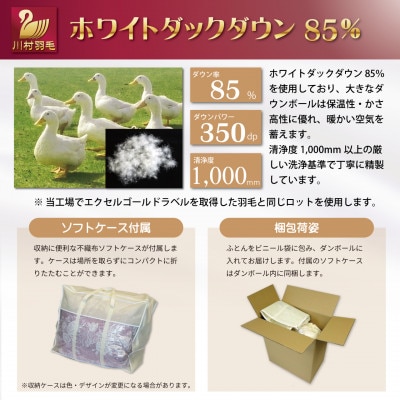 数量限定 訳アリ 羽毛布団シングル 色柄おまかせ ホワイトダックダウン85% 1.2kg 日本製