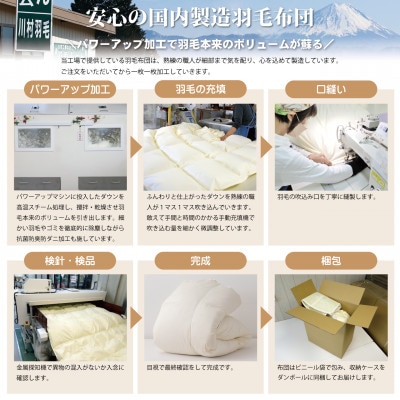 洗える羽毛布団 合掛け セミダブル 春秋用 中厚 ホワイトダックダウン93% アイボリー 無地