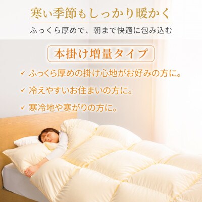 洗える 羽毛布団 セミダブル 本掛け 冬用 増量1.4kg ホワイトダウン 85% 無地 アイボリー