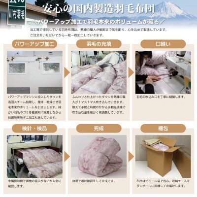 羽毛布団 シングル 冬用 ホワイトダックダウン93% 60番手サテン 日本製 綿100% レオーネ青