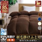 洗える羽毛布団 セミダブル 冬用 ホワイトダックダウン85% ブラウン 無地 本掛け 日本製抗菌防臭