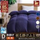 洗える羽毛布団 ダブル 冬用 ホワイトダックダウン85% ネイビー 無地 抗菌防臭 本掛け 日本製
