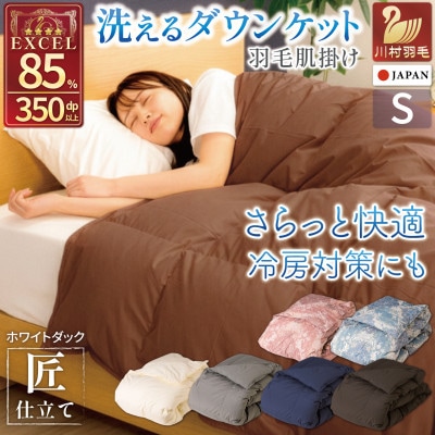 洗える 羽毛布団 肌掛け シングル 春夏用 ダック85% ブラウン 抗菌防臭 ダウンケット 日本製