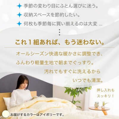 羽毛布団 2枚合わせ セミダブル 洗える オールシーズン ダック93% 肌掛け合掛け セット 日本製