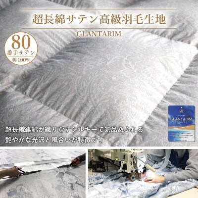 羽毛布団セミダブル 冬用 ホワイトダックダウン93% 80番手 日本製 シルバー 綿100% 本掛け