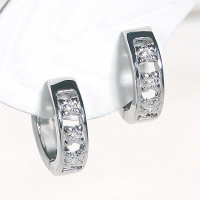 ピアス PT900 プラチナ ダイヤ 0.03ct フープピアス 両耳【f220-pt】