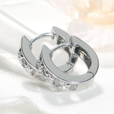 ピアス PT900 プラチナ ダイヤ 0.03ct フープピアス 両耳【f220-pt】