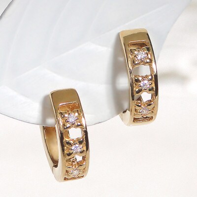 ピアス K18YG ゴールド ダイヤ 0.03ct フープピアス 両耳 【f220-k18yg】