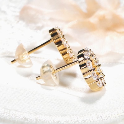 ピアス K18YG ゴールド ダイヤ 0.80ct サークルピアス スタッド【f208-k18yg】