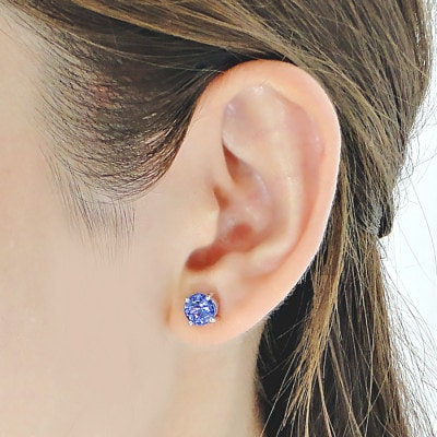 天然タンザナイト 一粒スタッドピアス プラチナ PT900 ラウンド 大粒【f221-pt】