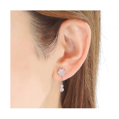 ピアス K18PG ピンクゴールド ダイヤモンド 0.9ct フラワー 振り子 f232-k18pg