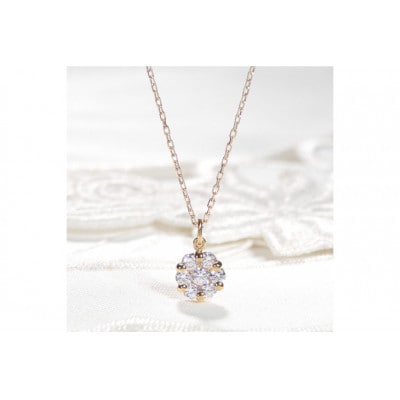 ネックレス K18YG イエローゴールド ダイヤモンド 0.3ct フラワー【f024-k18yg】